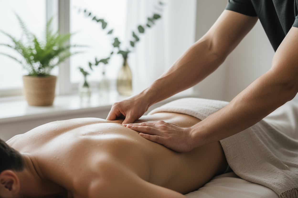 sports massage therapist hands